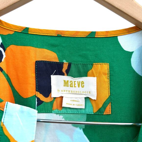 Anthropologie The Somerset Maxi Dress Cotton Pockets Long Green Floral XXS - Picture 6 of 10